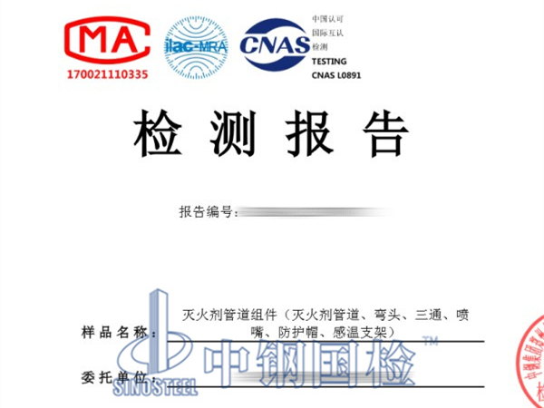 滅火劑管道組件檢測報告